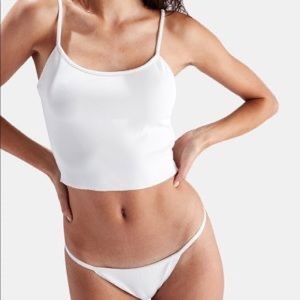 NWT solid and stripe nicole swim top. size m